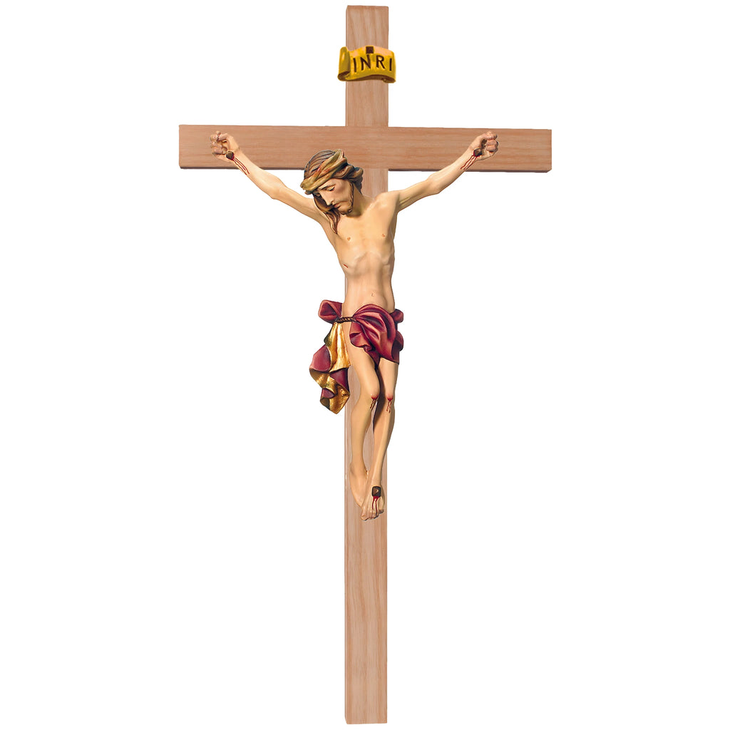 Crucifix Body of Christ on Straight Cross - Blue cloth