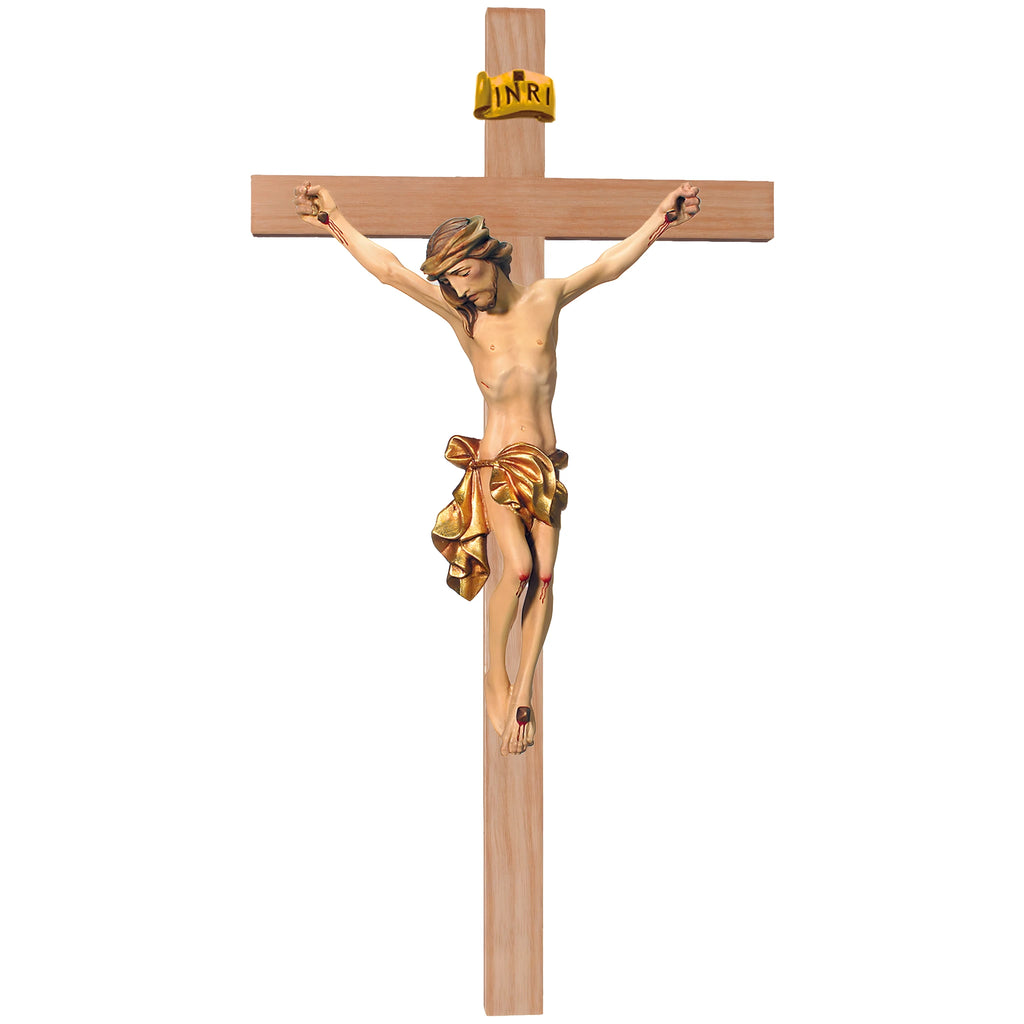 Crucifix Body of Christ on Straight Cross - Blue cloth