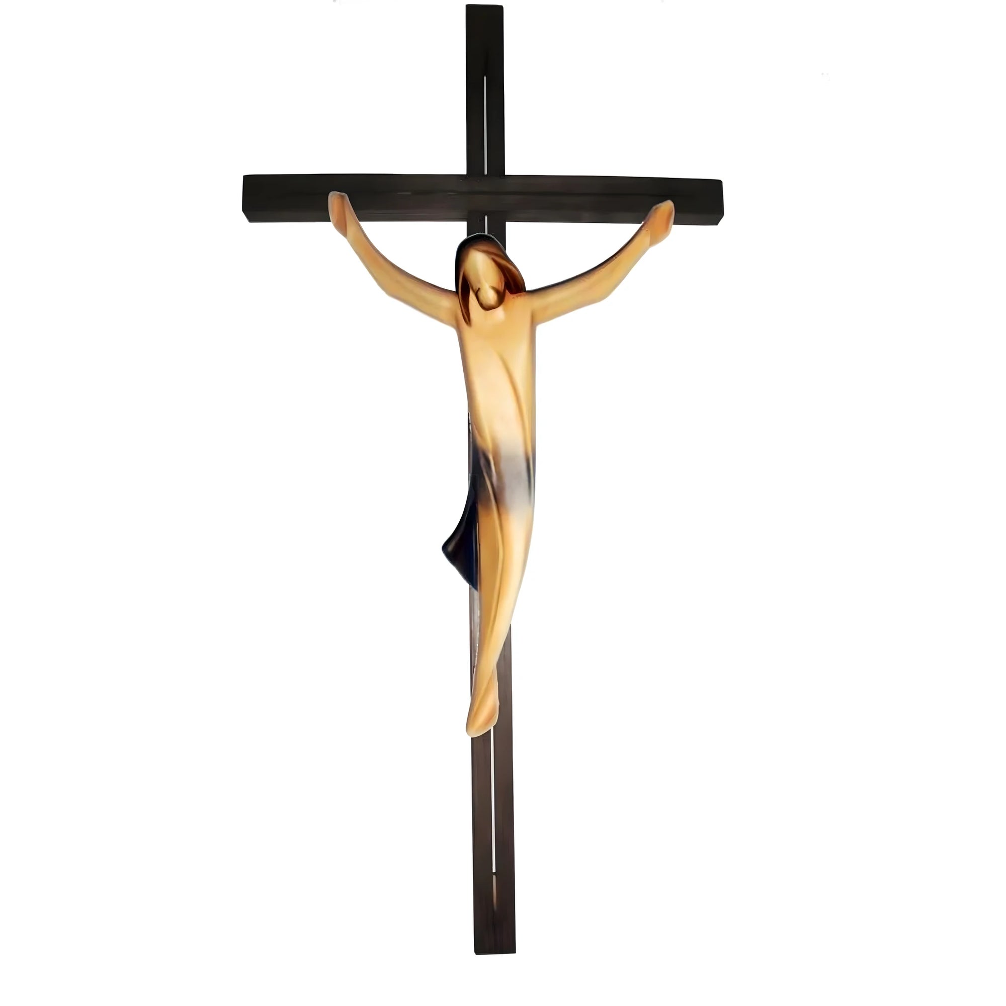 Crocifisso Stilizzato Moderno in Legno Intagliato Val Gardena