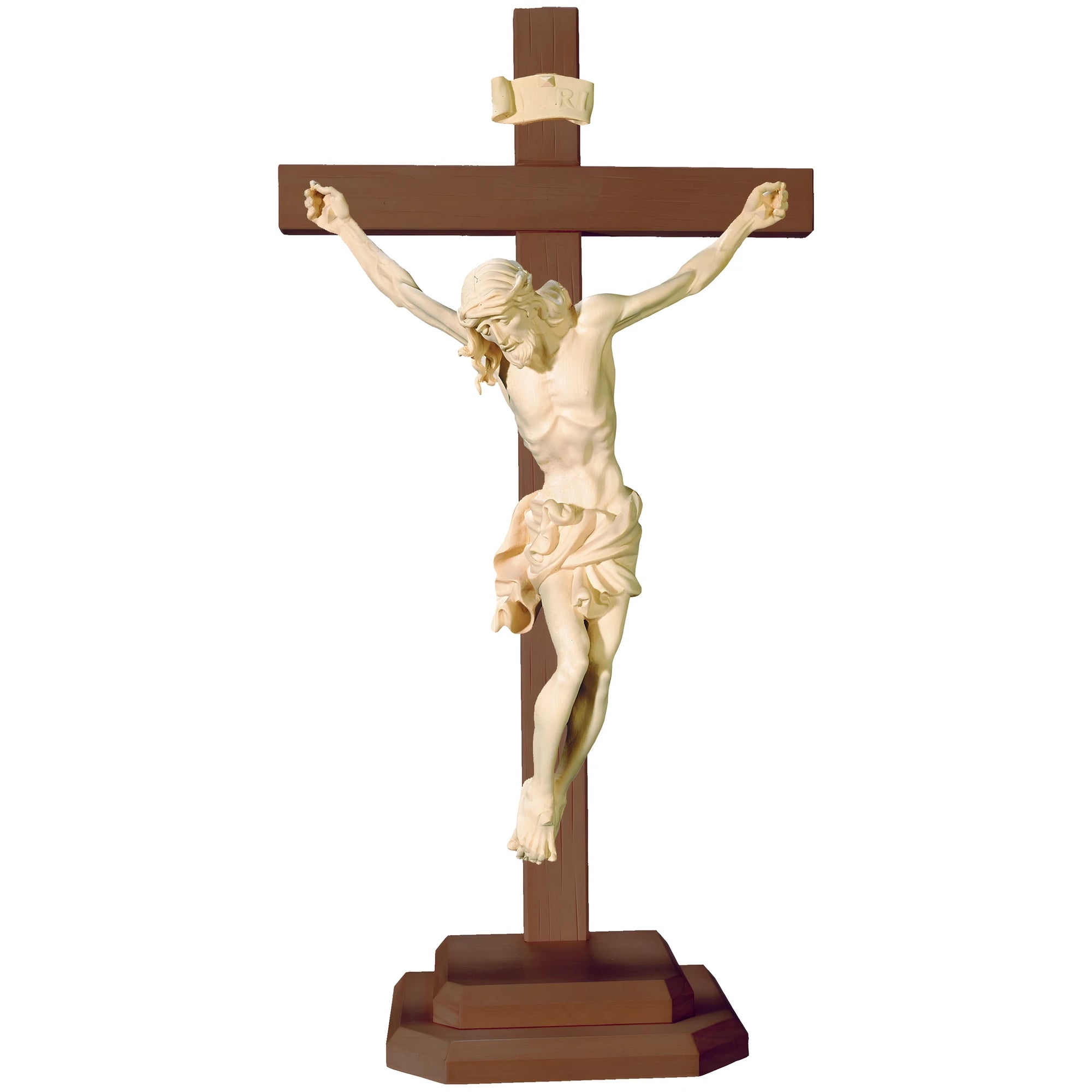 Hand-Carved Wooden Crucifix from Val Gardena