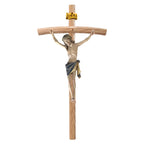 Crucifijo de Madera Tallado a Mano Val Gardena - Cristo Sufriente