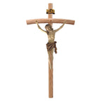 Crucifijo de Madera Tallado a Mano Val Gardena - Cristo Sufriente