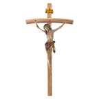 Crucifijo de Madera Tallado a Mano Val Gardena - Cristo Sufriente
