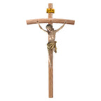 Crucifijo de Madera Tallado a Mano Val Gardena - Cristo Sufriente