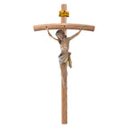 Crucifijo de Madera Tallado a Mano Val Gardena - Cristo Sufriente