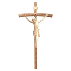 Crucifijo de Madera Tallado a Mano Val Gardena - Cristo Sufriente