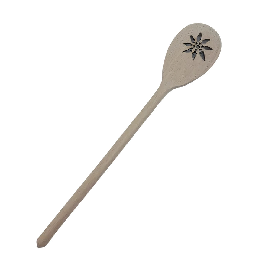 Drewniana łyżka z drewna klonowego rzeźbiona z szarotką | 30 cm