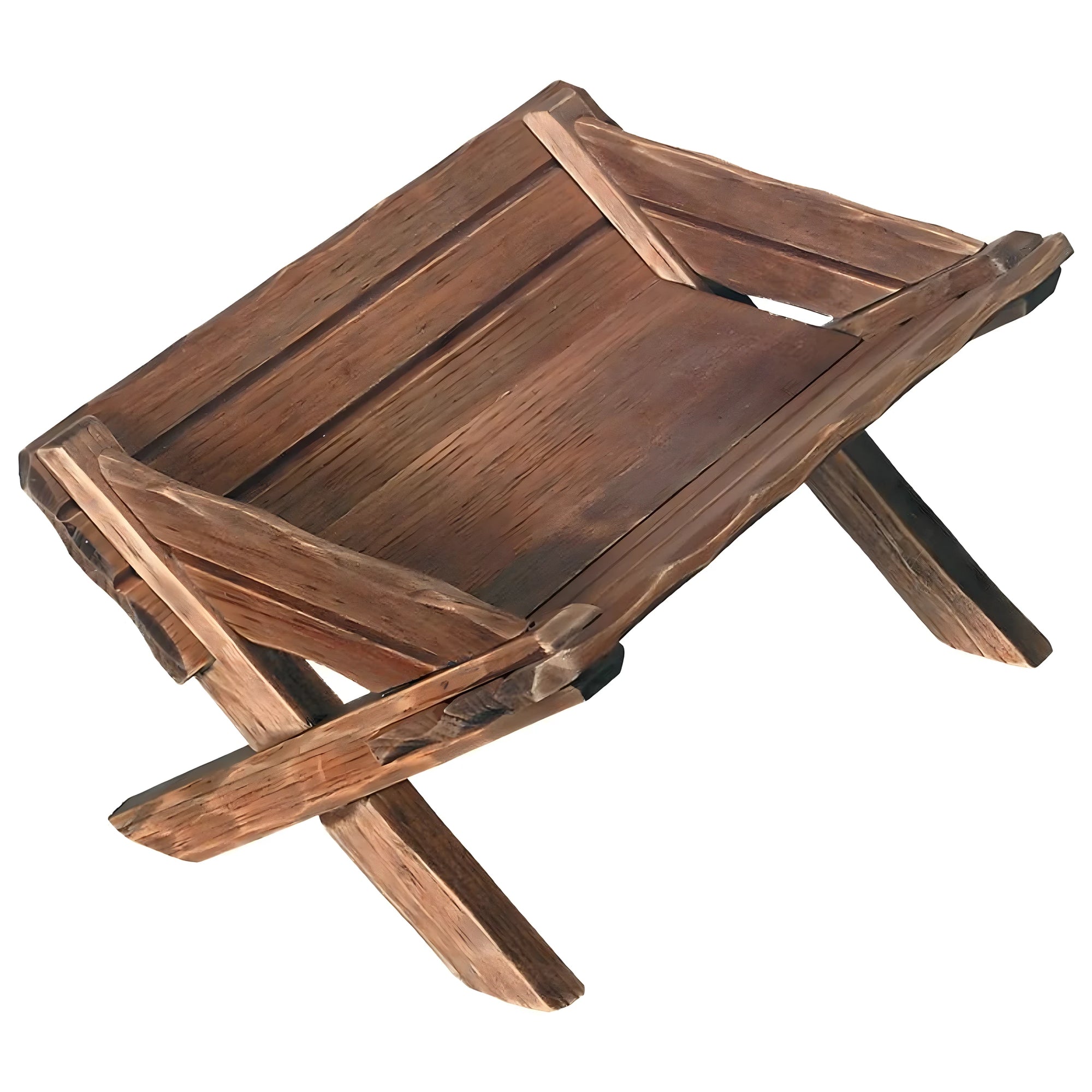 Rustic Wooden Manger Cradle for Baby Jesus Nativity Scene