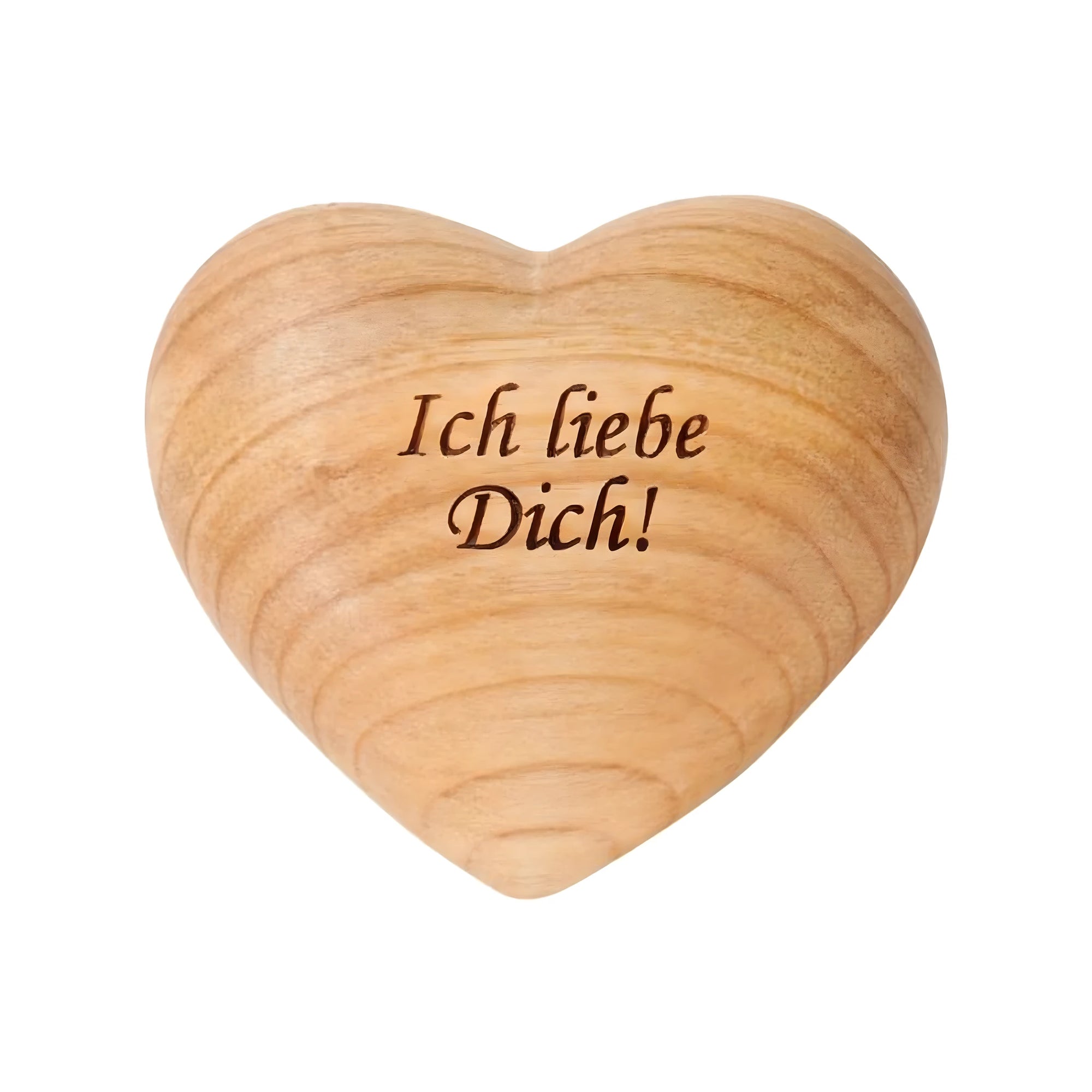 Corazón de Madera Artesanal Val Gardena con Grabado "¡Ich liebe Dich!