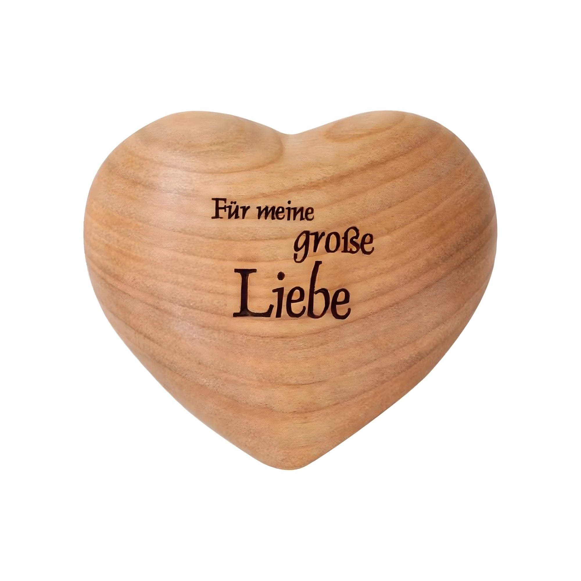 Corazón de Madera de Arce de Val Gardena, Grabado "Für meine große Liebe