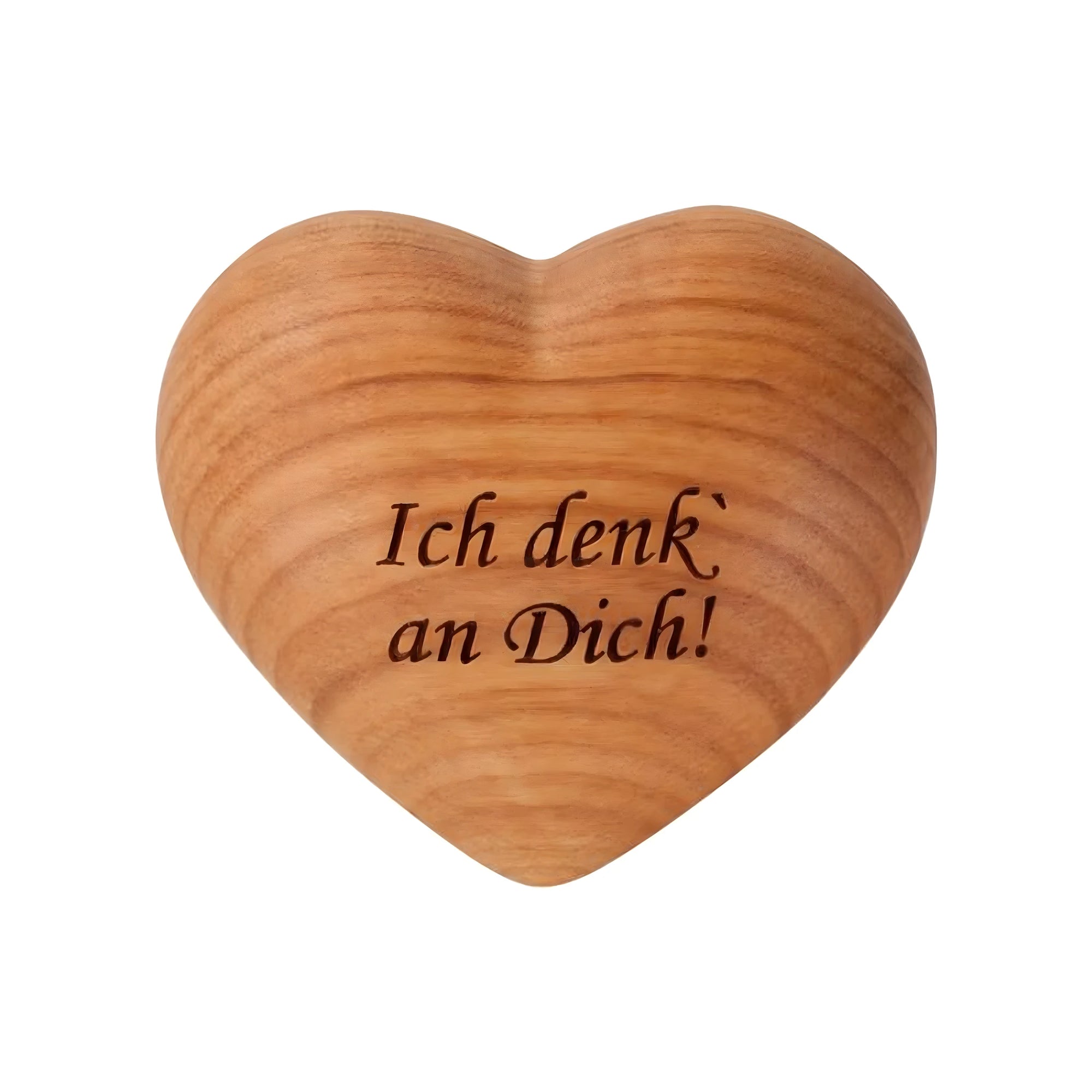 Corazón en Madera de Arce de Val Gardena con Dedicatoria "Ich denk' an Dich!