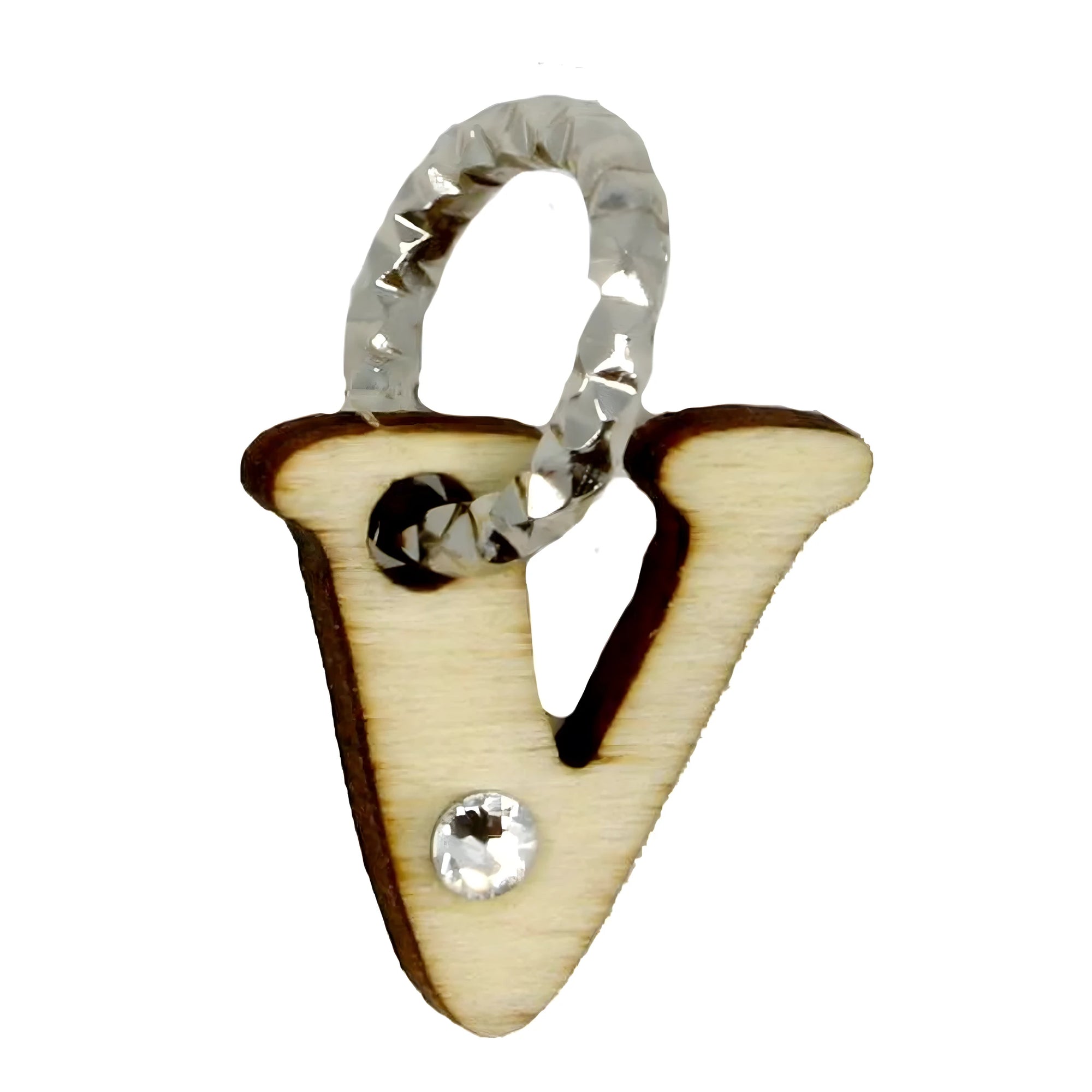 Élégant Pendentif Lettre V en Bois Naturel du Val Gardena, lot de 6 pièces
