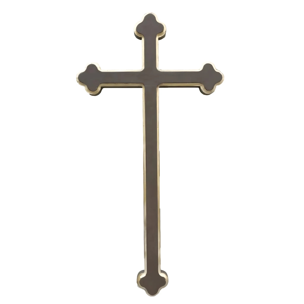 Elegancki Drewniany Krzyż Koniczyna z Val Gardena ze Złotymi Detalami