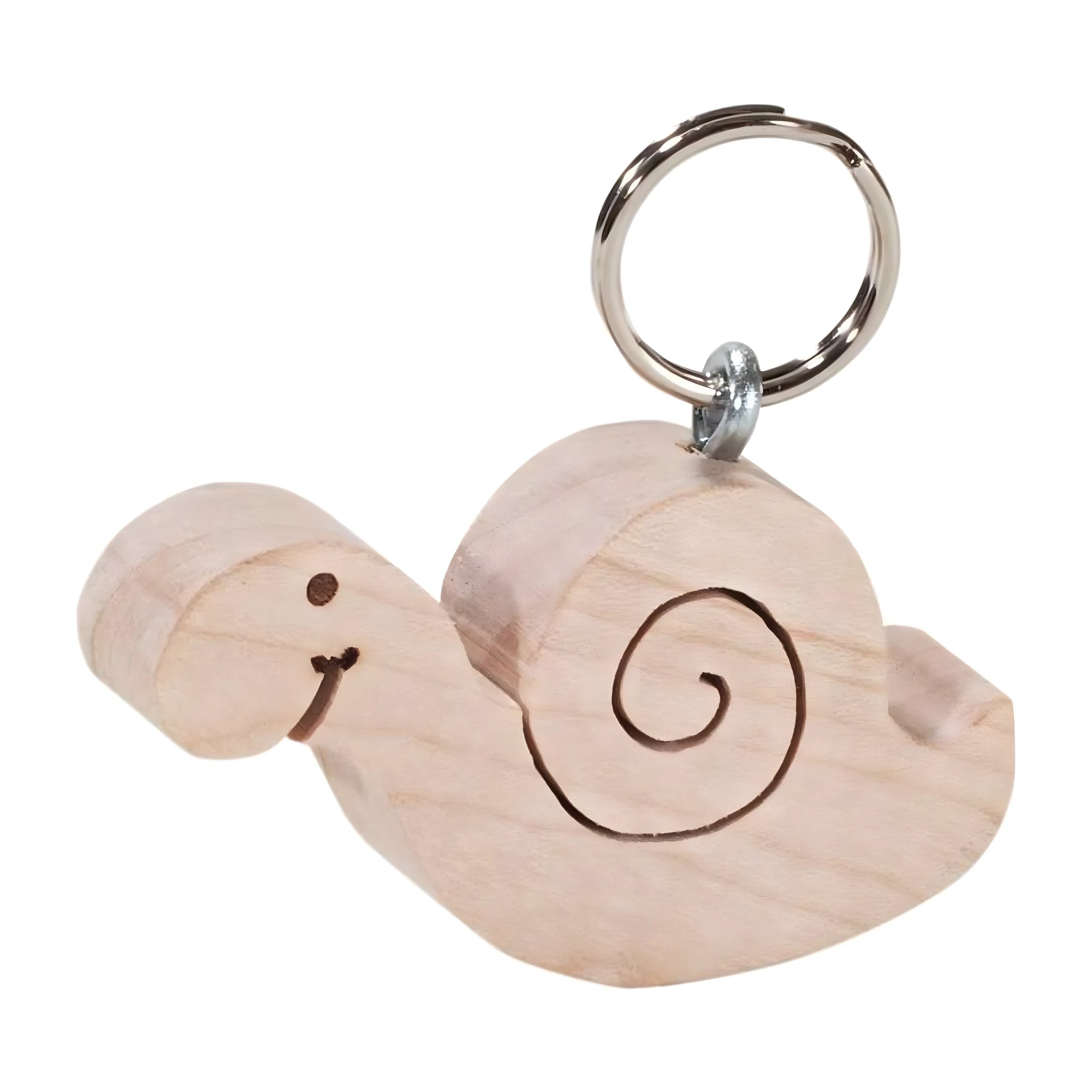 Elegant Val Gardena Hand-Carved Wooden Snail Keychain