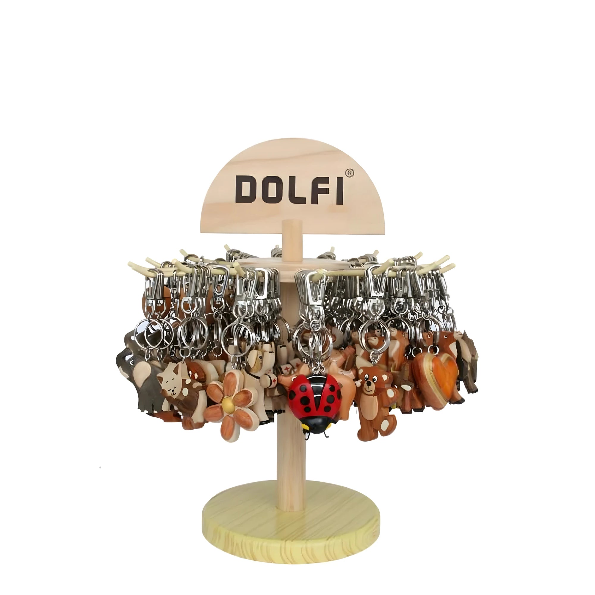 Drehbarer Schlüsselanhänger-Ständer für 96 geschnitzte Holzschlüsselanhänger