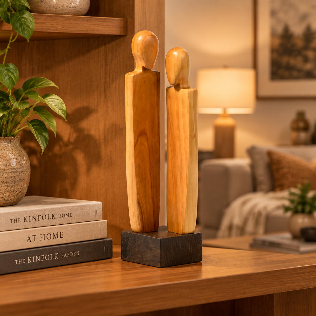 Figurine Élancées Modernes Finement Sculptées en Bois d'Érable