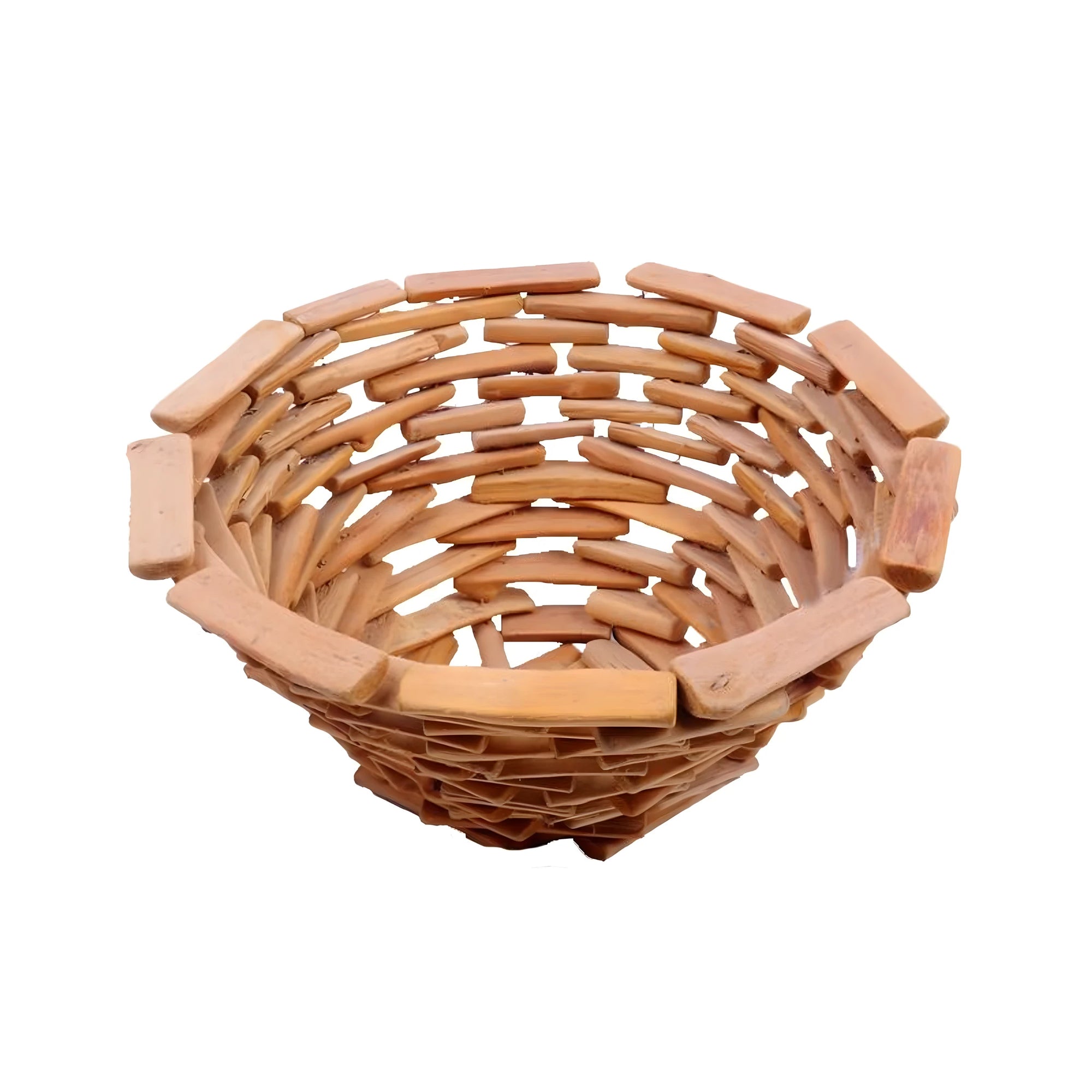 Maple Wood Design Fruit Bowl, Handicraft Basket from Val Gardena