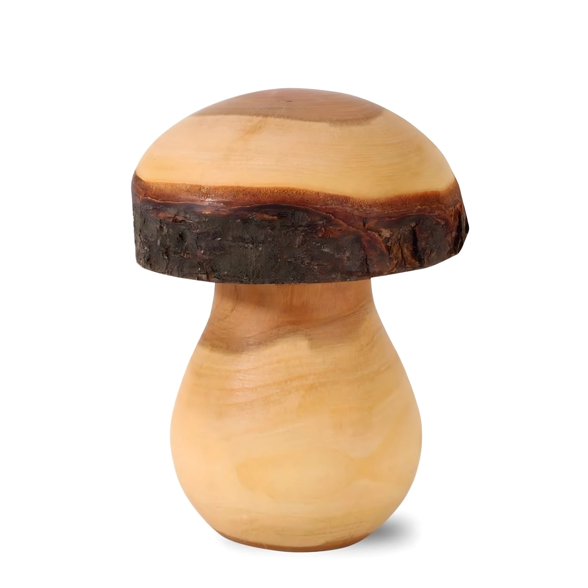 Hongo Decorativo de Madera Torneada Natural | Artesanía Val Gardena
