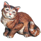 Gattino Seduto in Legno d'Acero Dipinto a Mano - Scultura Artigianale Val Gardena