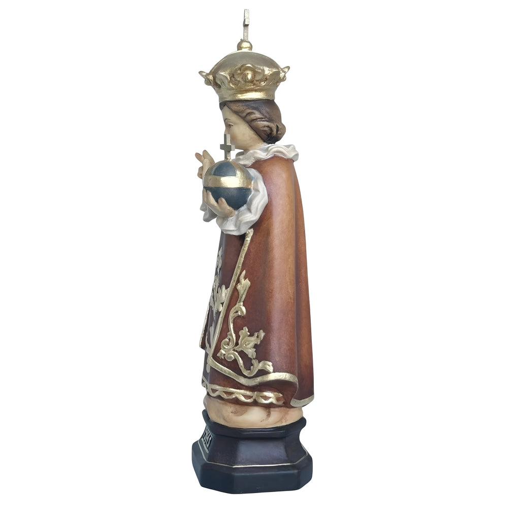 Gesù Bambino di Praga Statua in Legno Policromo Scolpito a Mano