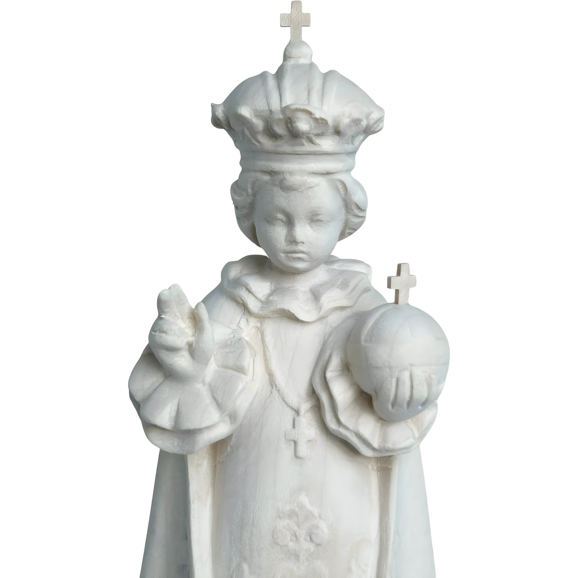 Gesù Bambino di Praga Statua in Legno Policromo Scolpito a Mano