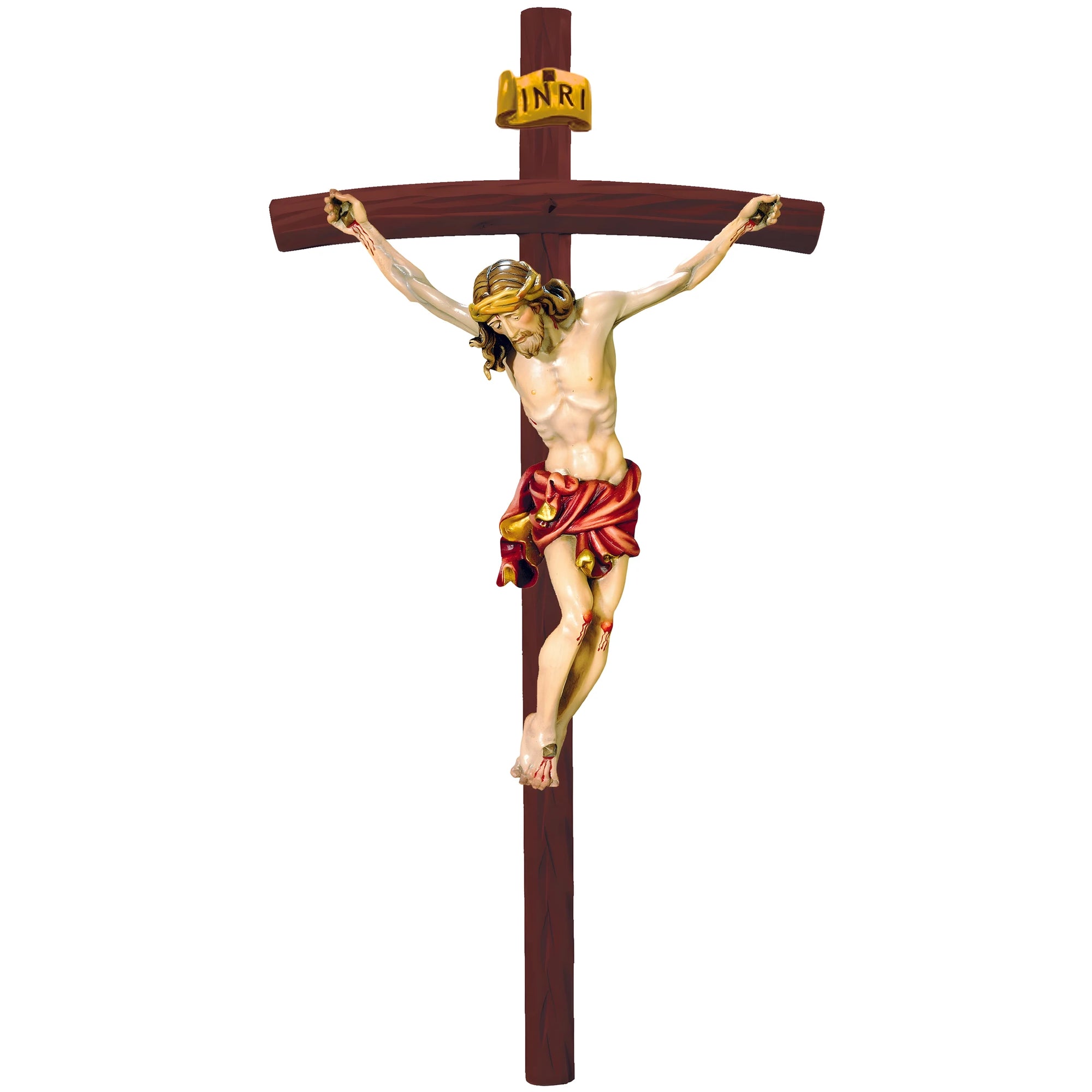Baroque Crucified Jesus in Handcrafted Wood from Val Gardena