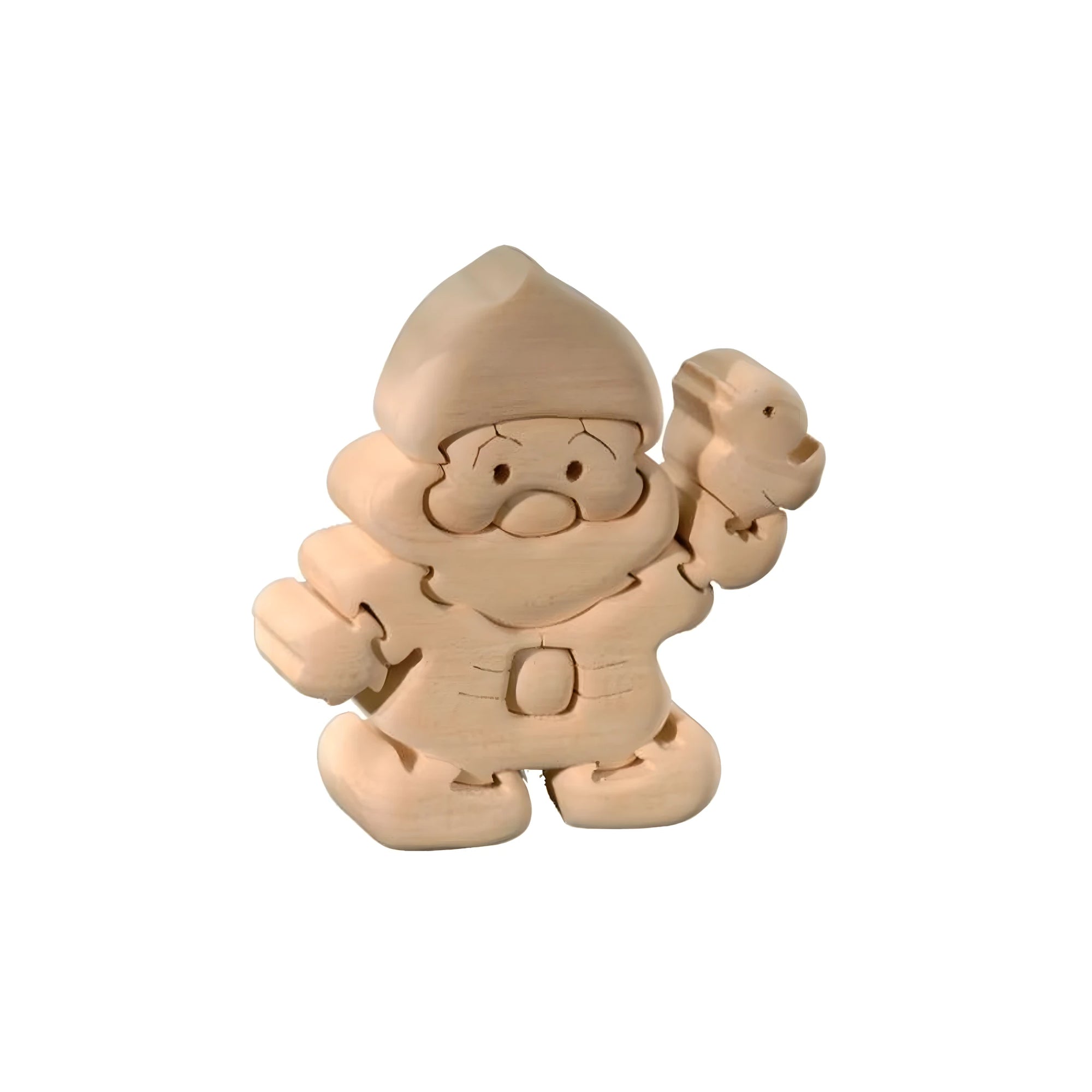 Carved Gnome "The Grumpy One" in Natural Wood from Val Gardena