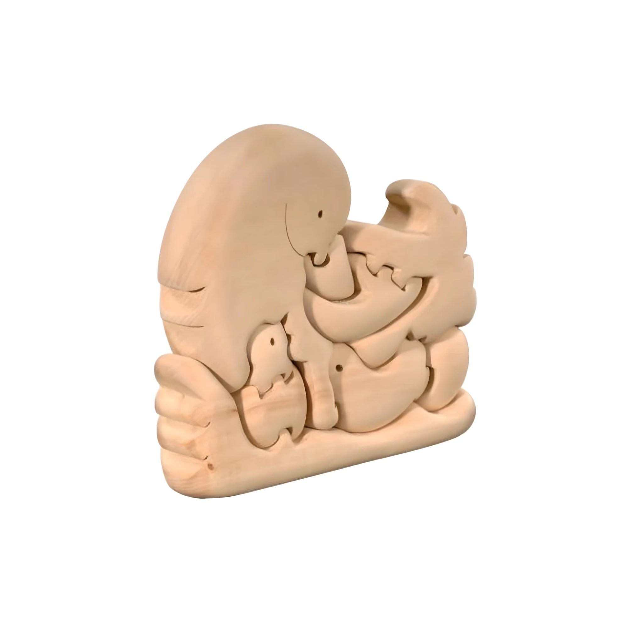 Elephant Group 3D Puzzle in Natural Maple Wood