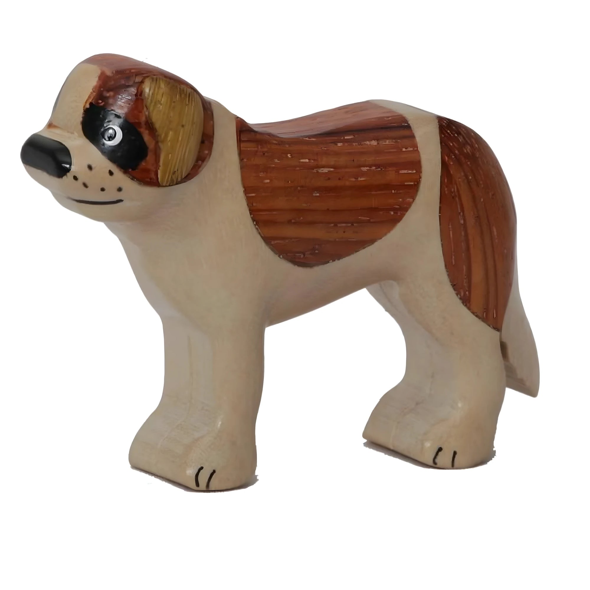 Le Fidèle Saint-Bernard, Sculpture Artisanale en Bois du Val Gardena