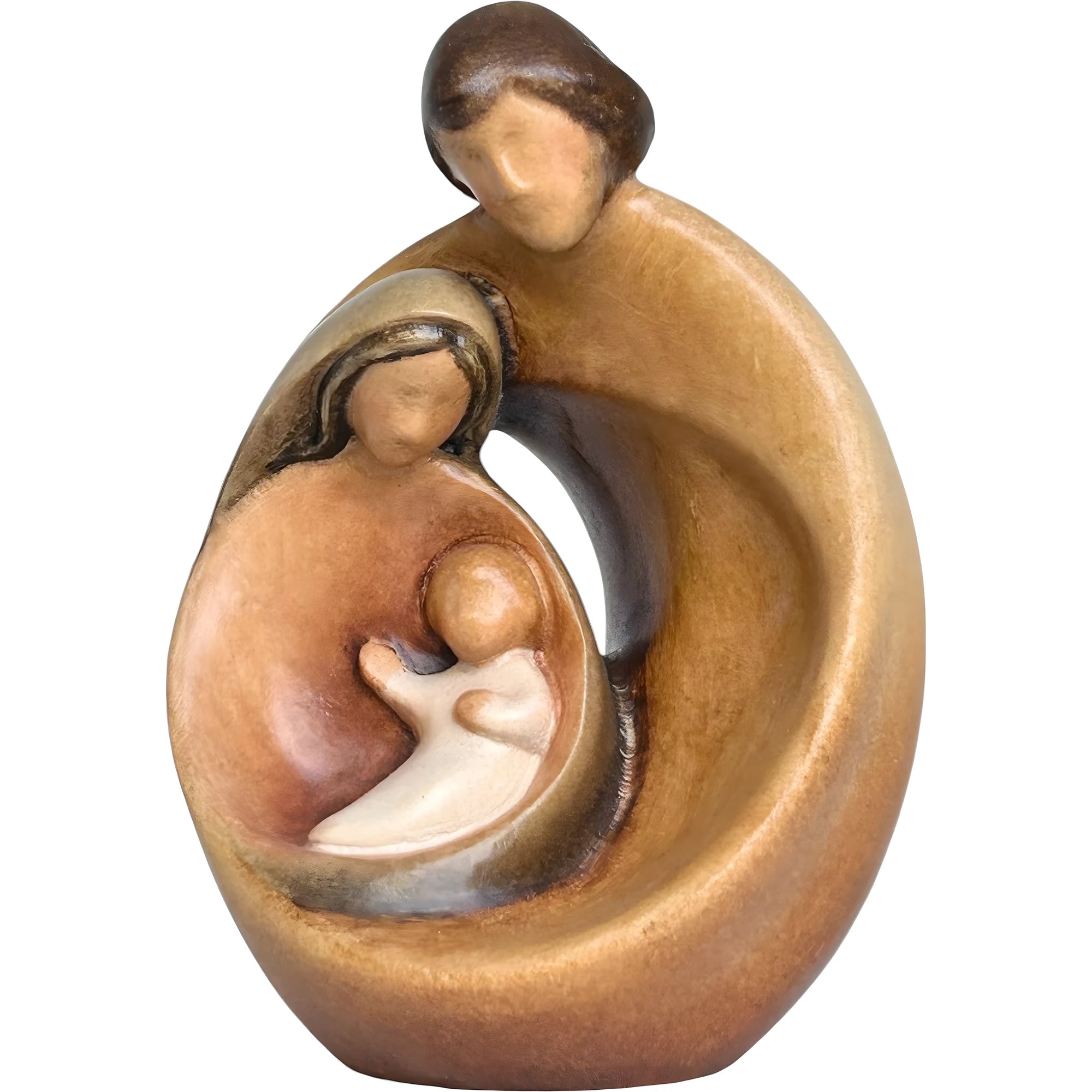 The Family: Wooden Sculpture from Val Gardena Symbol of Love and Unity