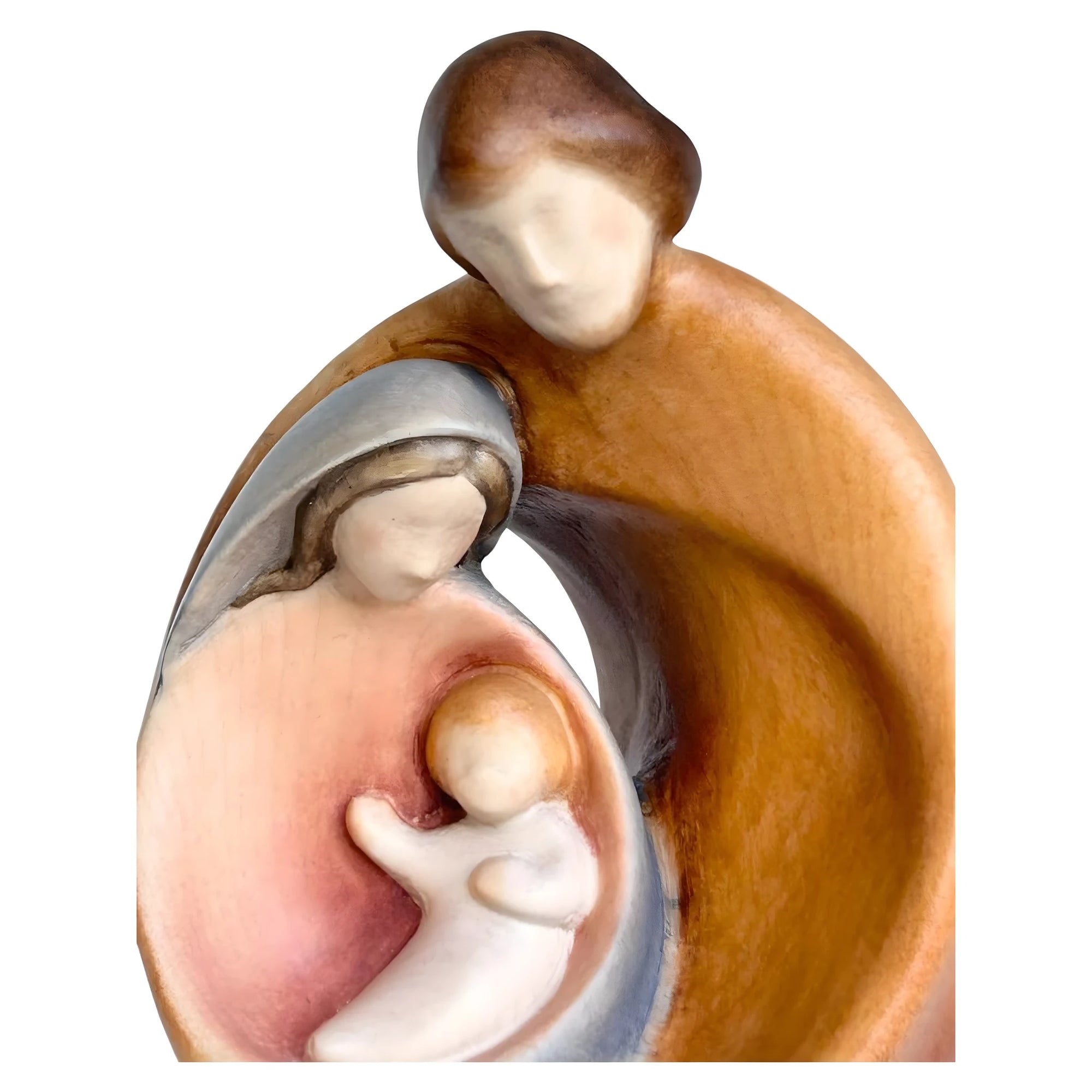 The Family: Wooden Sculpture from Val Gardena Symbol of Love and Unity