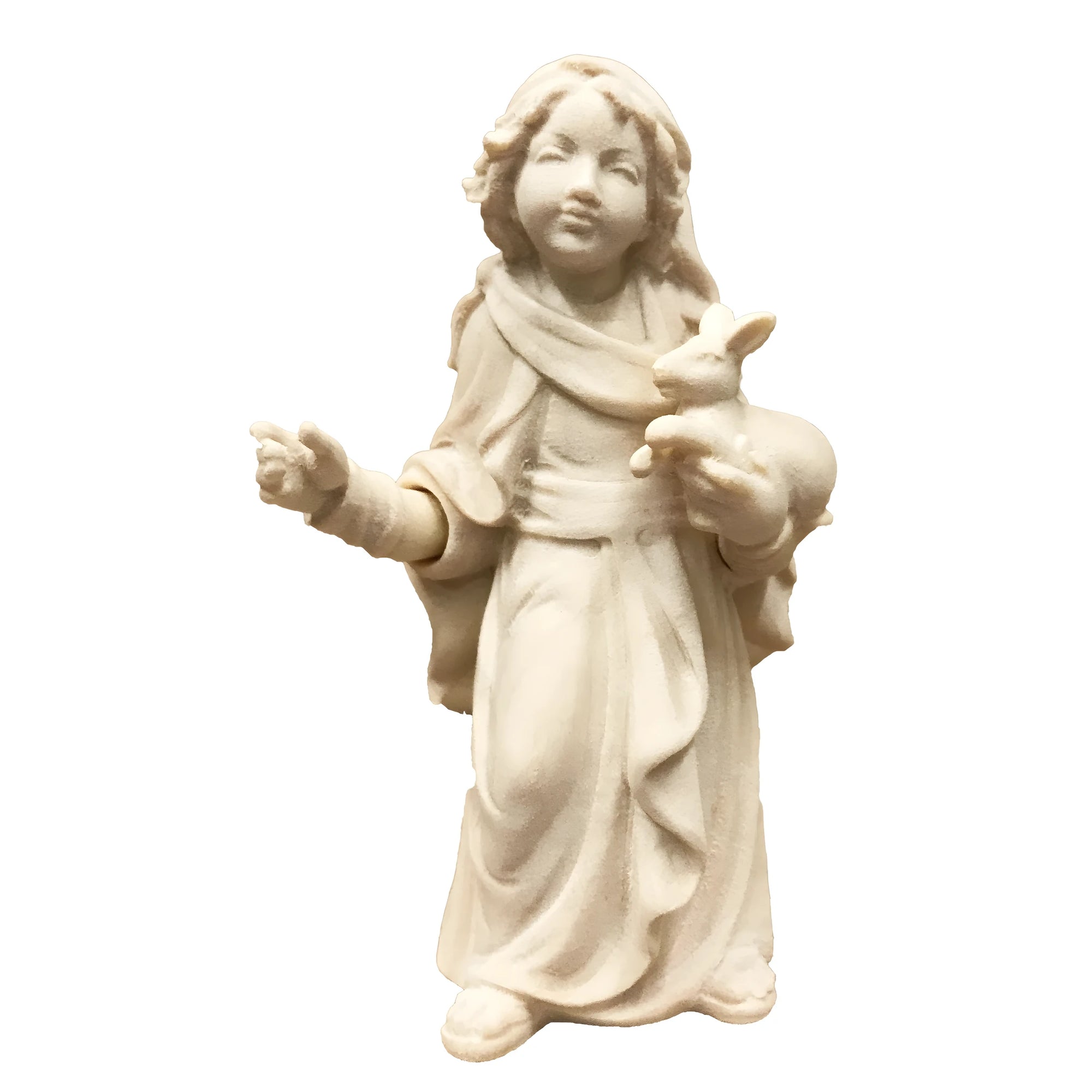 La Joven Pastora con Conejo en Madera de Val Gardena