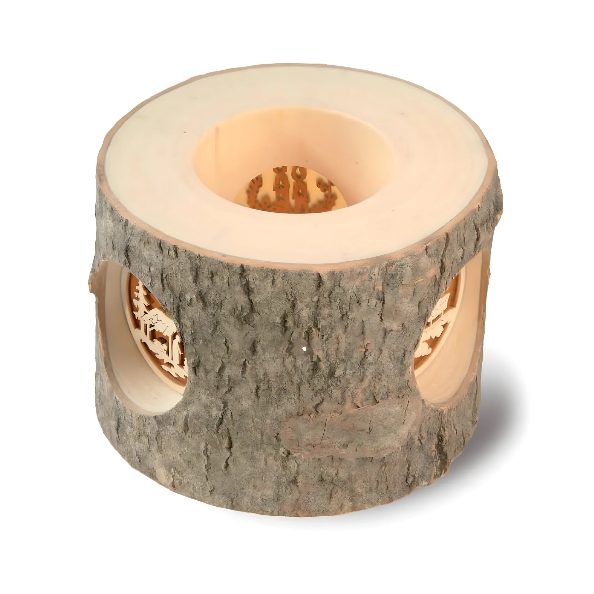 Handmade Maple Log Candle Holder Lantern Val Gardena