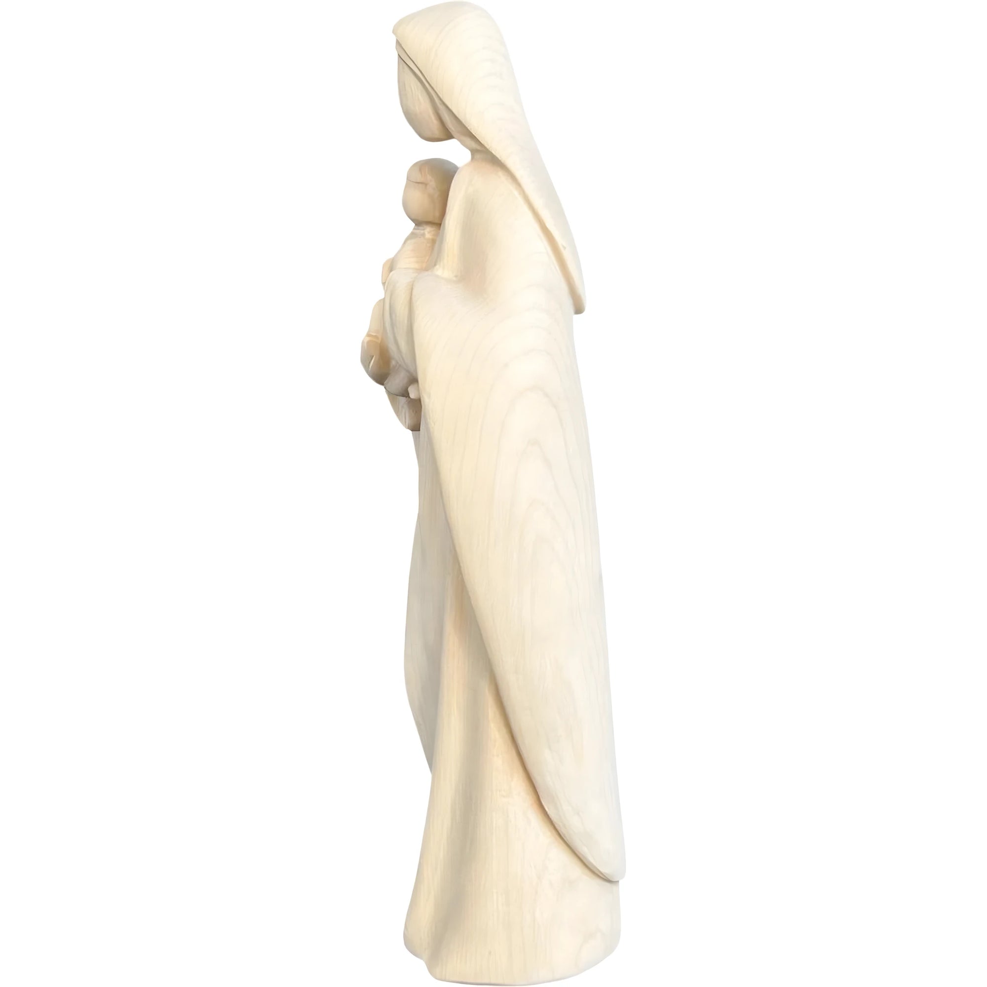 Modern Madonna with Child, Val Gardena Artisanal Wood Sculpture