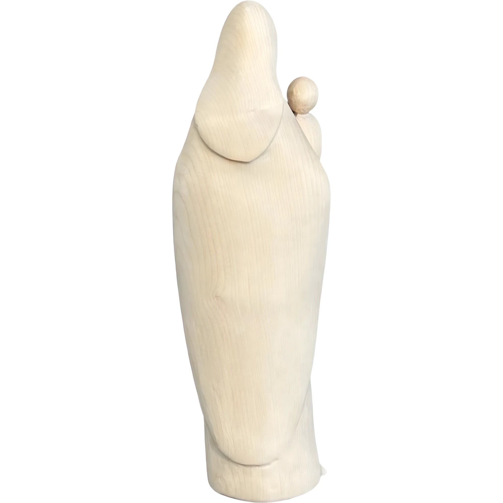 Modern Madonna with Child, Val Gardena Artisanal Wood Sculpture
