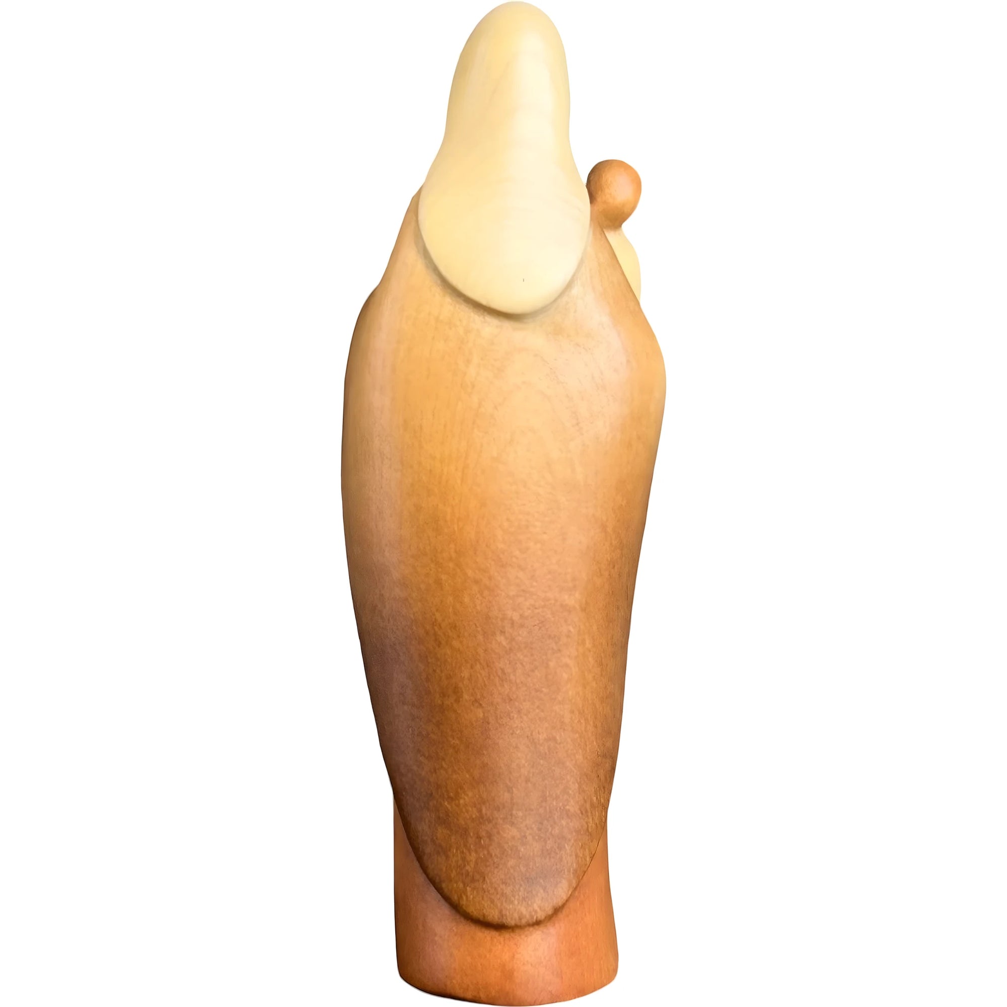Modern Madonna with Child, Val Gardena Artisanal Wood Sculpture
