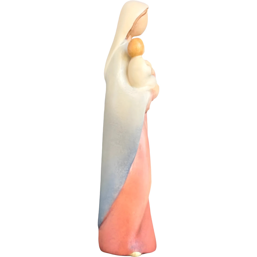 Modern Madonna with Child, Val Gardena Artisanal Wood Sculpture  Dolfi