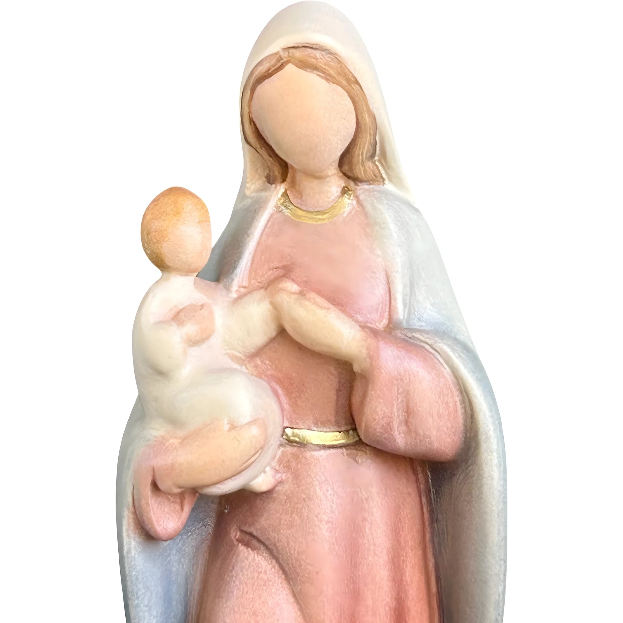 Madonna z Dzieciątkiem Nowoczesna, Rzeźba Drewniana Rękodzieło Val Gardena