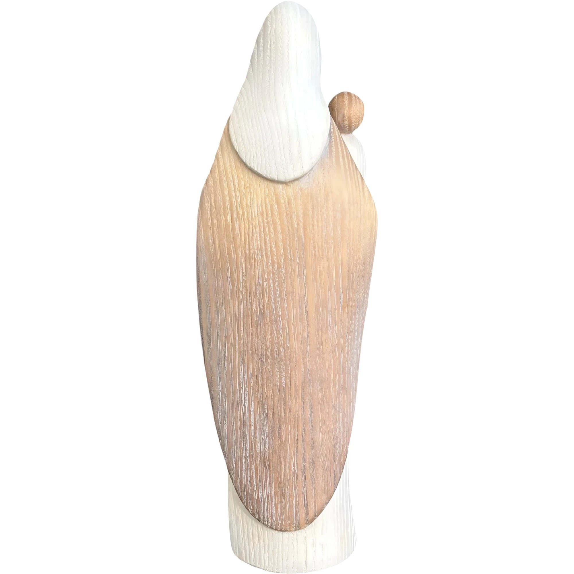 Modern Madonna with Child, Val Gardena Artisanal Wood Sculpture
