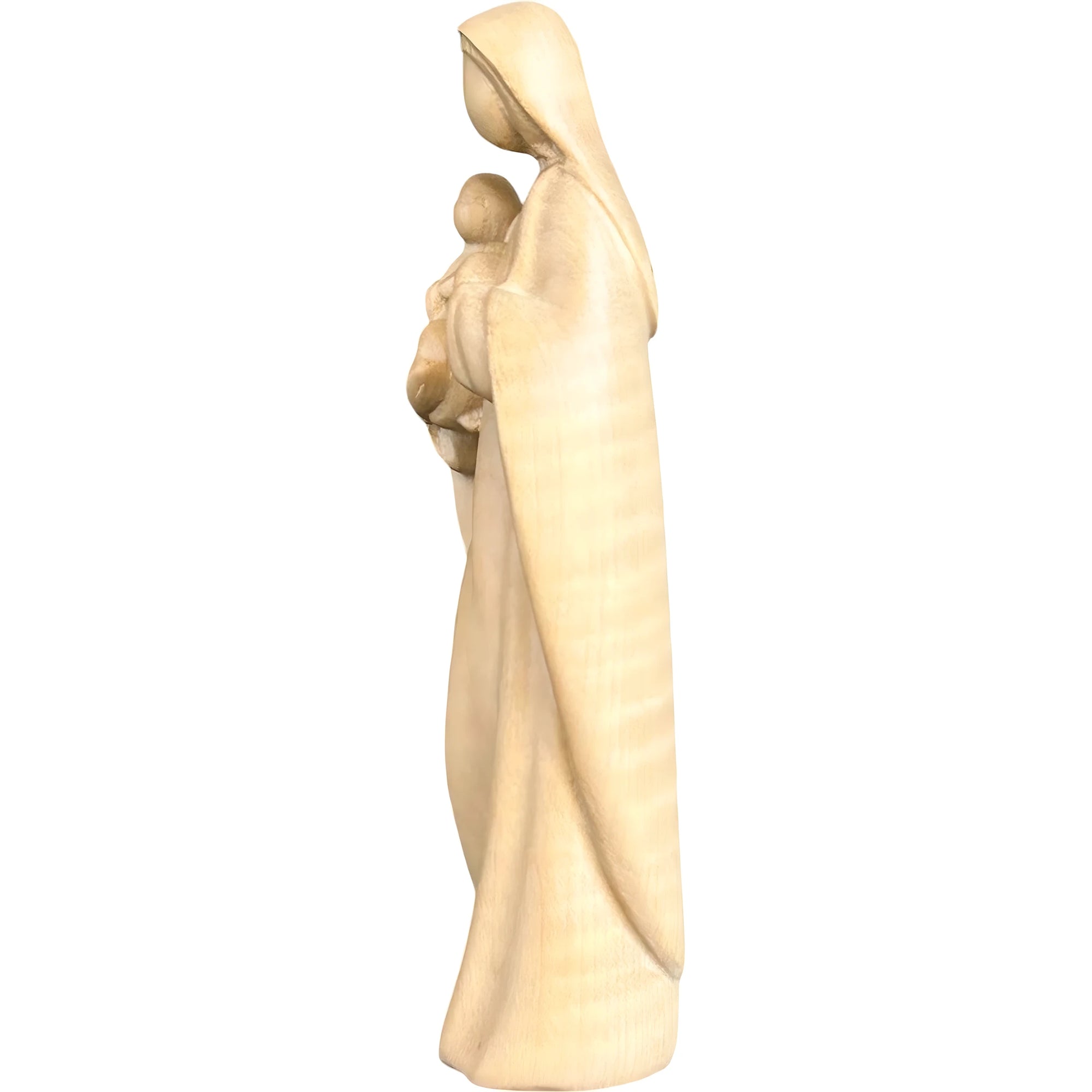 Modern Madonna with Child, Val Gardena Artisanal Wood Sculpture