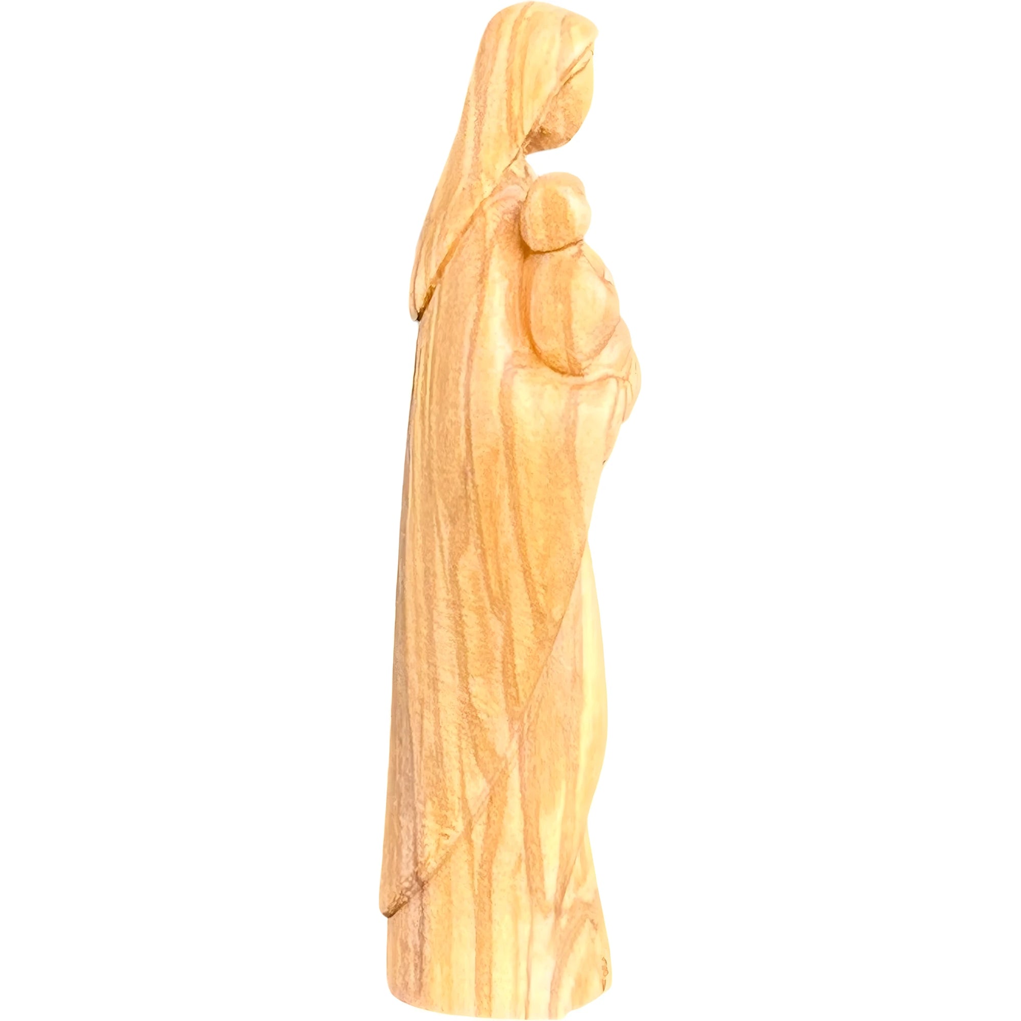 Modern Madonna with Child, Val Gardena Artisanal Wood Sculpture