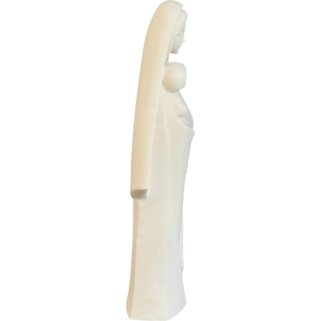 Stilisierte Madonna mit Kind aus Naturholz | Grödner Schnitzerei