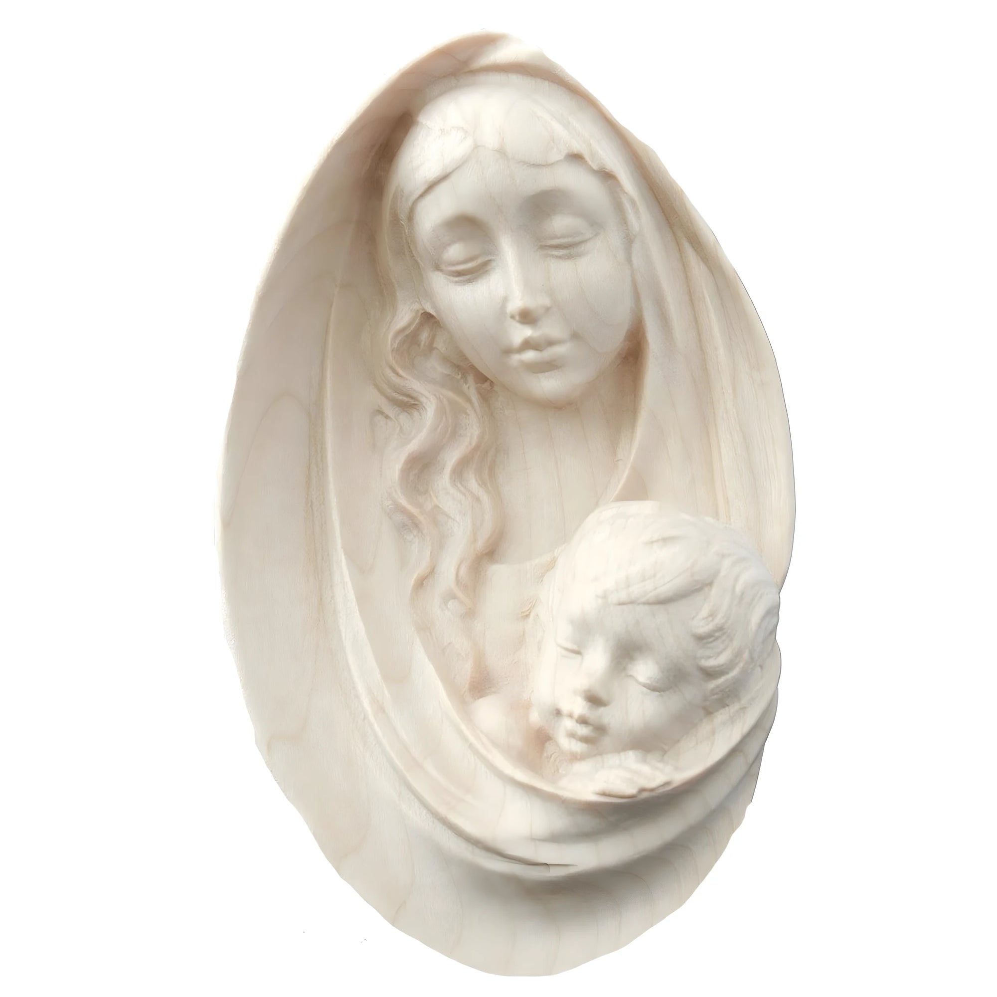 Vierge à l'Enfant en Bois d'Érable Ovale, Val Gardena