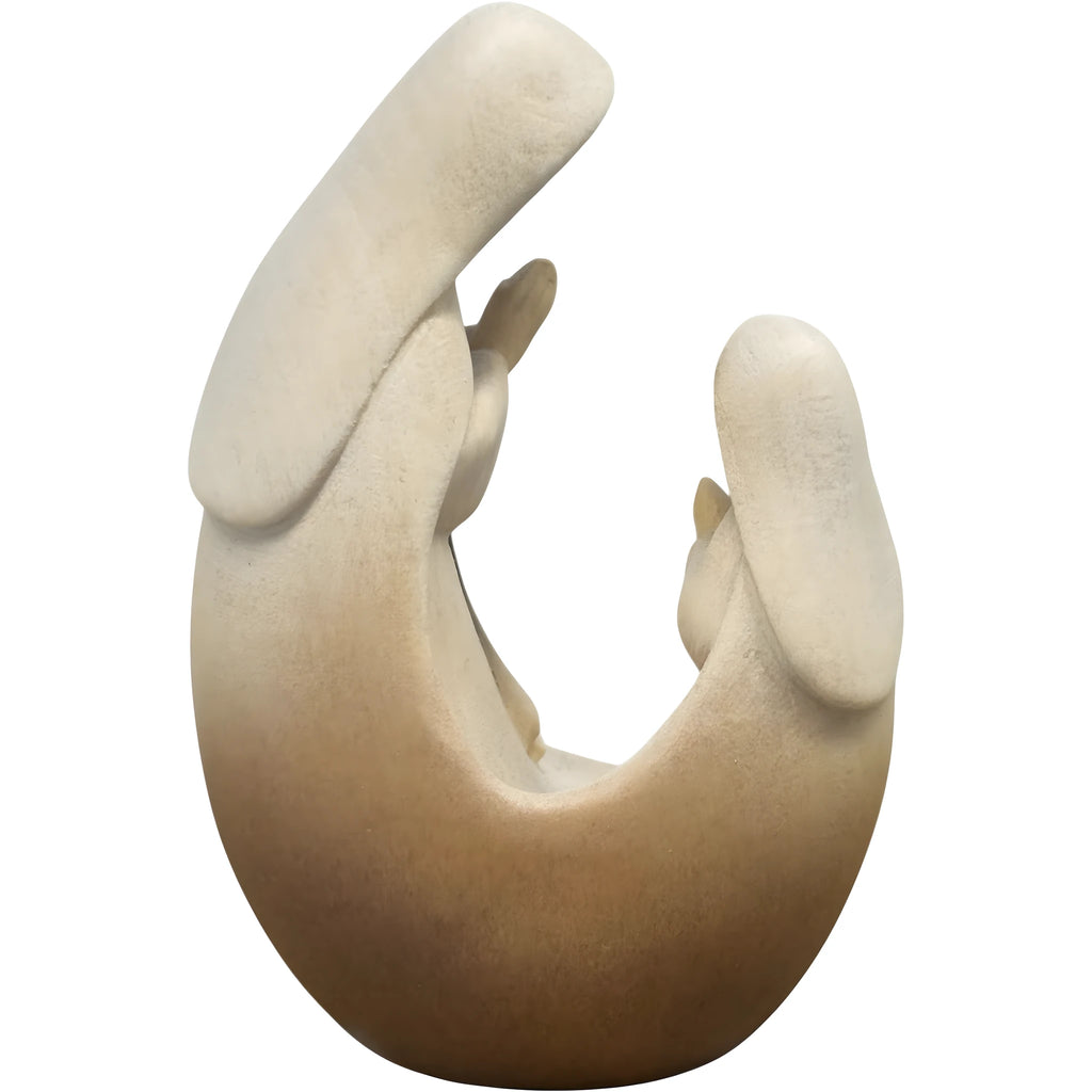 Vierge à l'Enfant avec Sainte Bernadette - Sculpture moderne en bois du Val Gardena