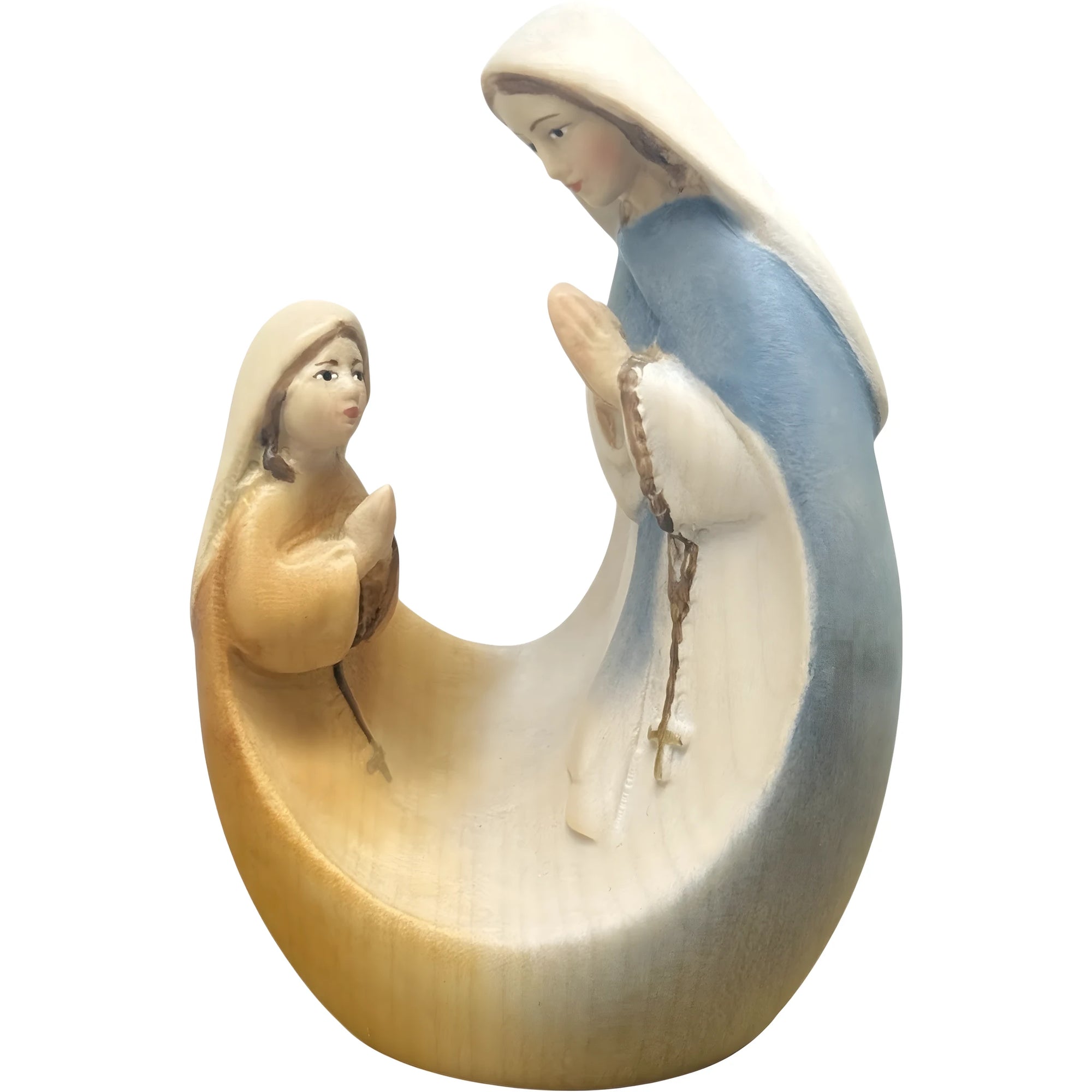 Madonna with Saint Bernadette - Modern Sculpture in Val Gardena Wood