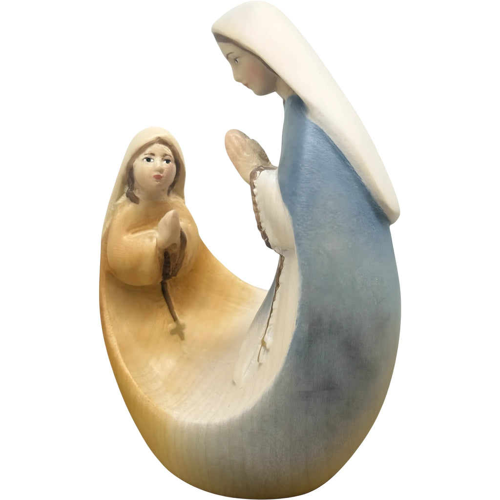 Vierge à l'Enfant avec Sainte Bernadette - Sculpture moderne en bois du Val Gardena