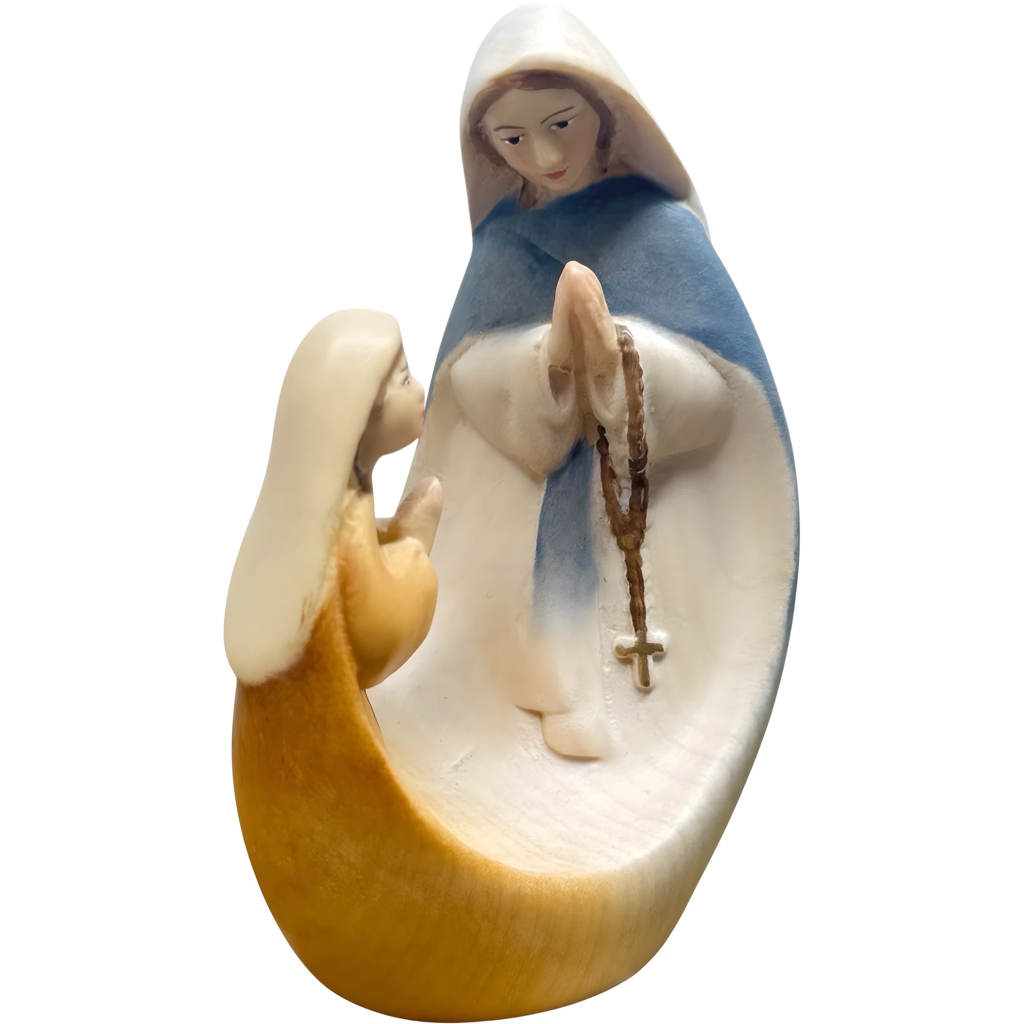 Vierge à l'Enfant avec Sainte Bernadette - Sculpture moderne en bois du Val Gardena