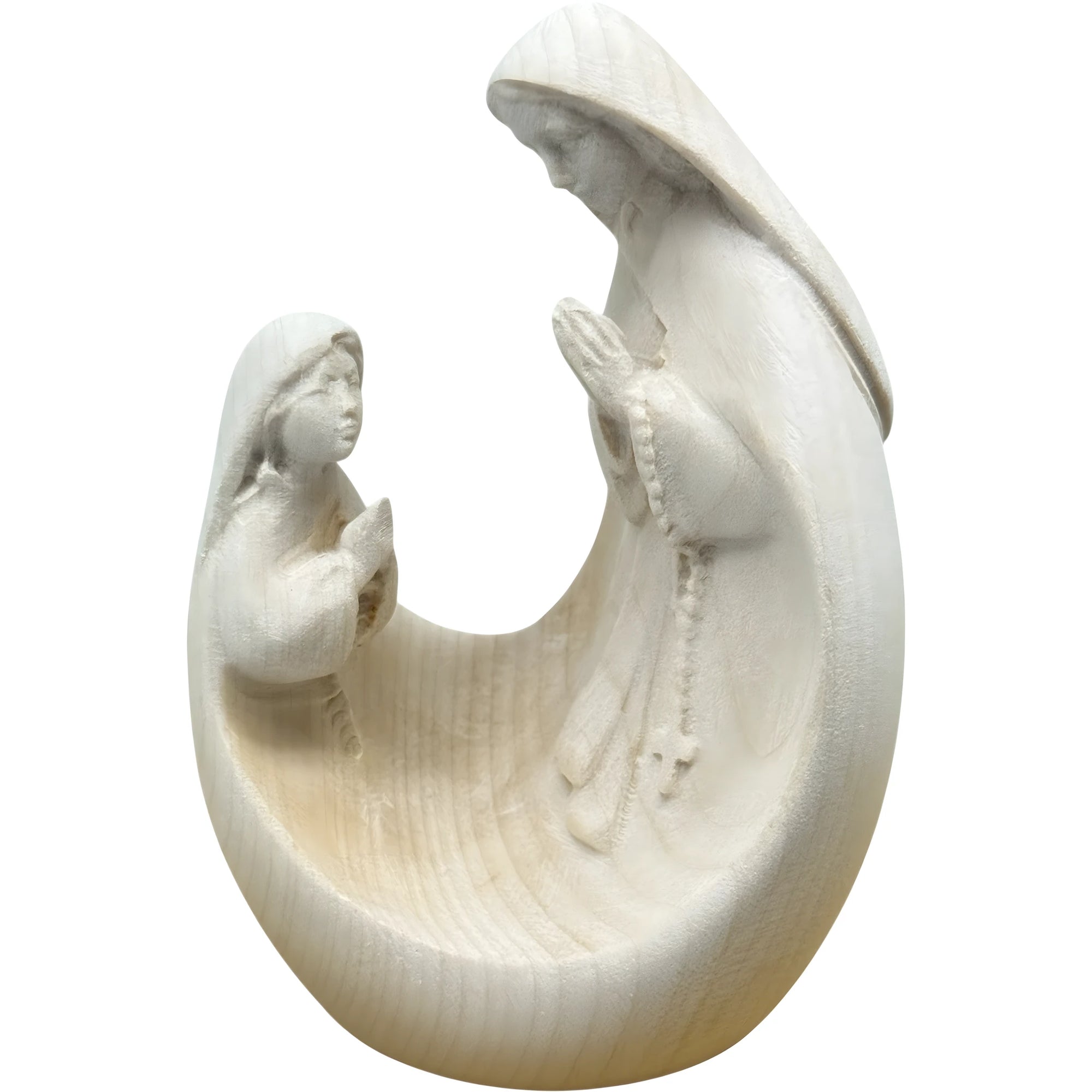 Vierge à l'Enfant avec Sainte Bernadette - Sculpture moderne en bois du Val Gardena