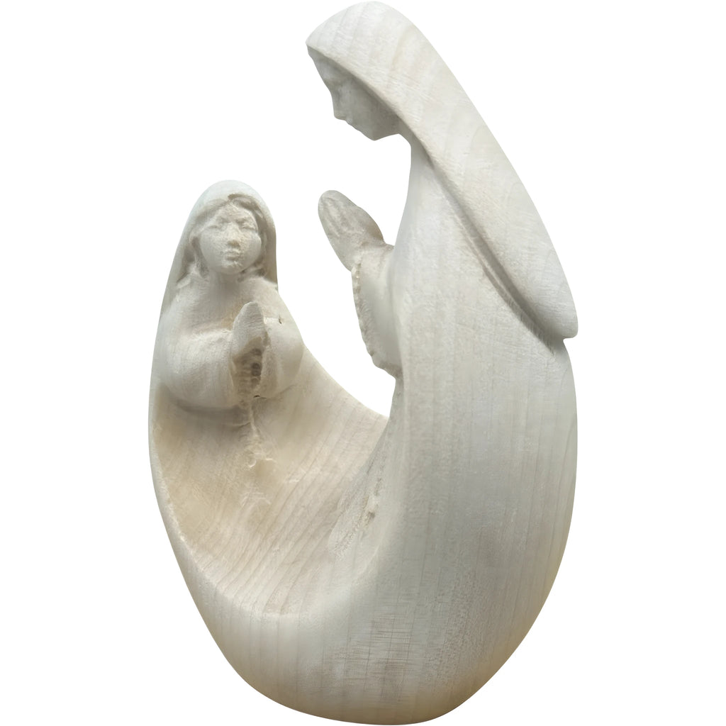 Vierge à l'Enfant avec Sainte Bernadette - Sculpture moderne en bois du Val Gardena