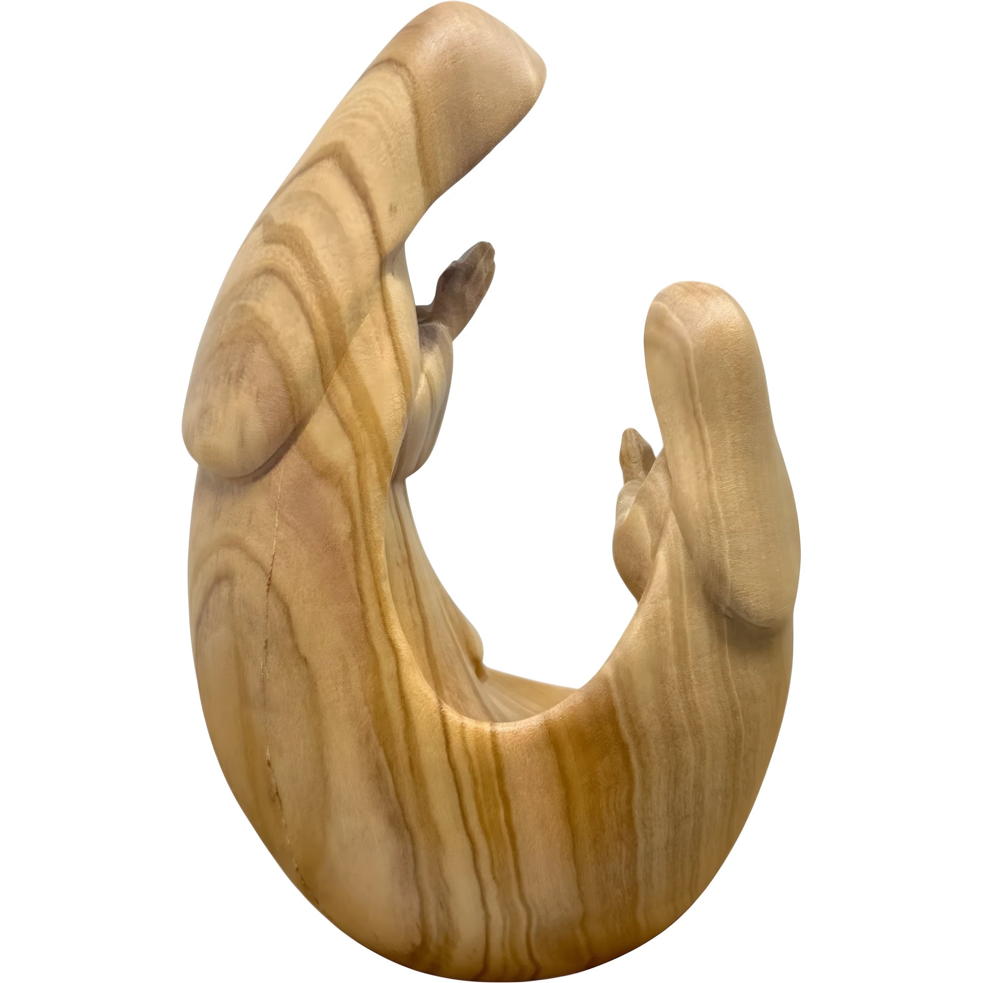 Vierge à l'Enfant avec Sainte Bernadette - Sculpture moderne en bois du Val Gardena